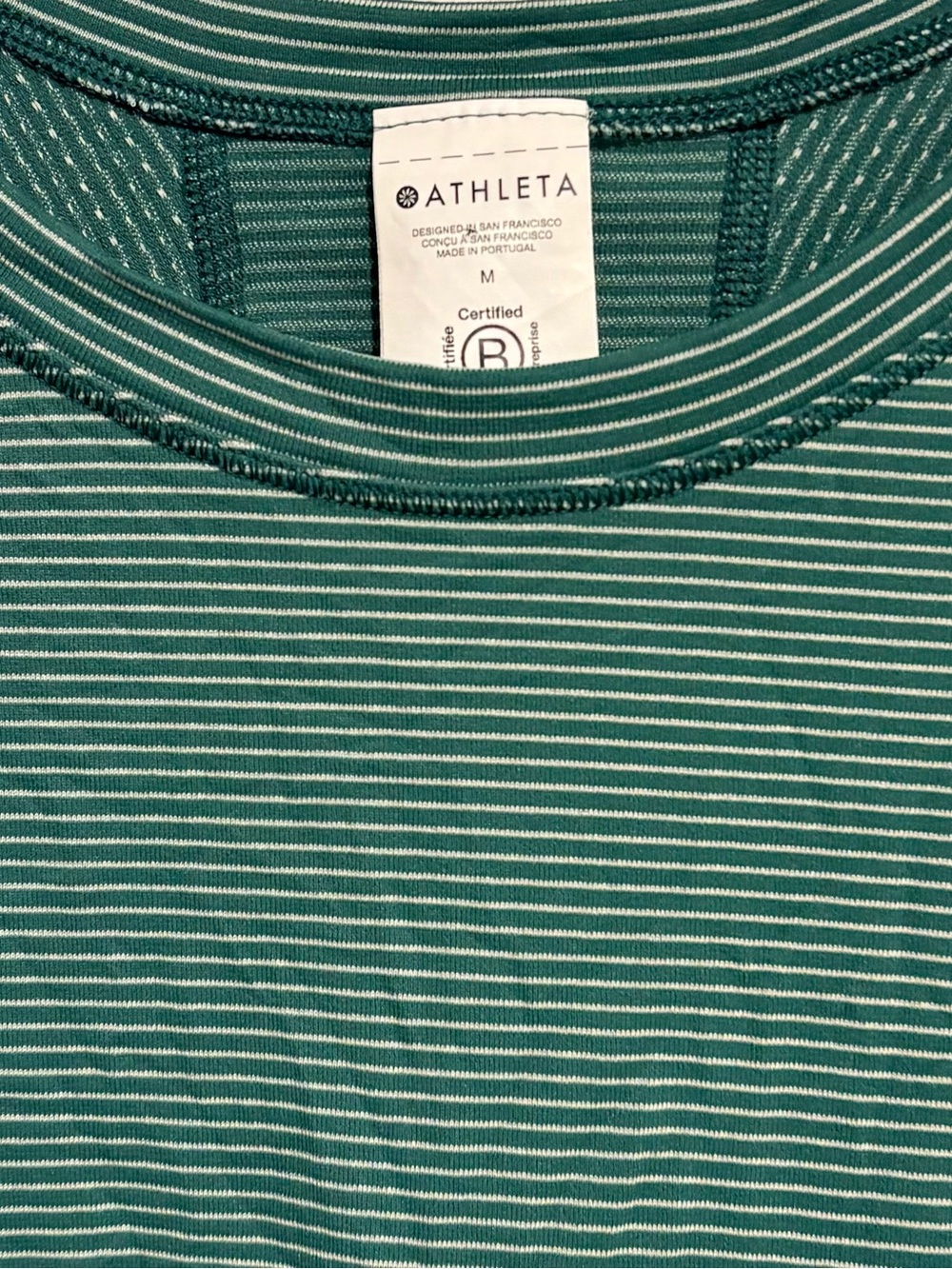 Athleta Momentum Flex Tee Alpine Mini Stripe M - Picture 5 of 6